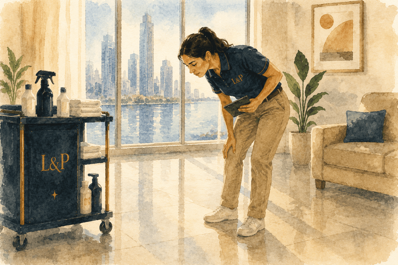 La cleaner revisando nuevamente el apartamento