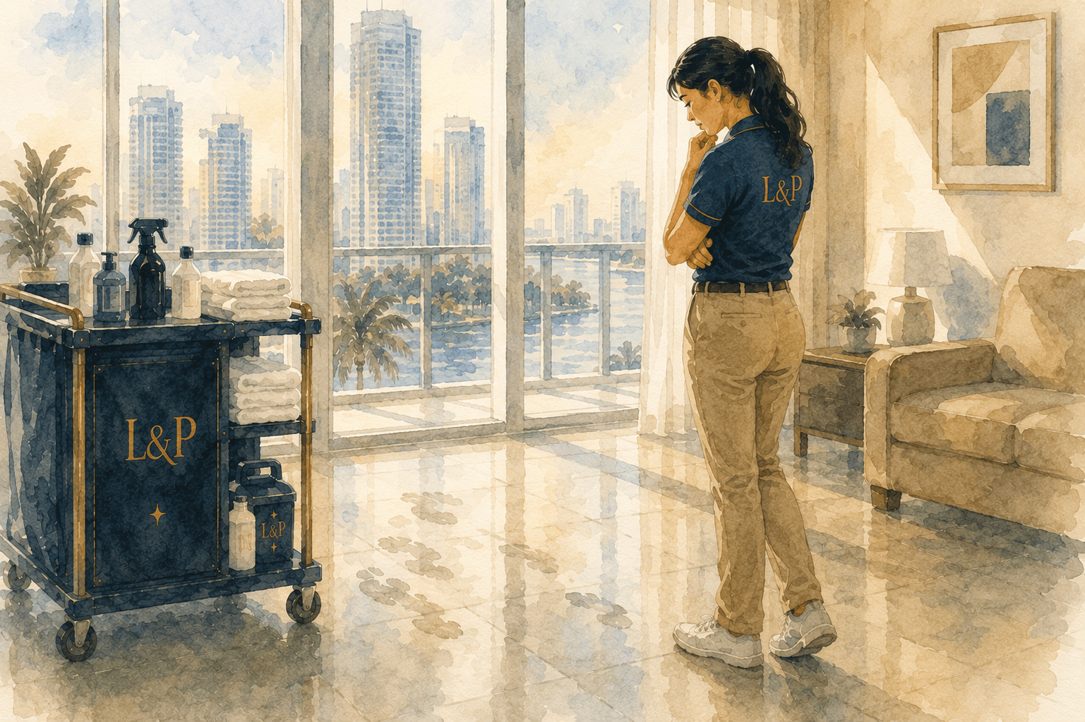Reflejos sobre el piso del apartamento